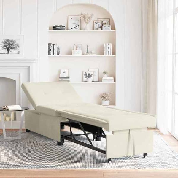 Soffa-säng Creme 67 x 194 x 38 cm Sammet