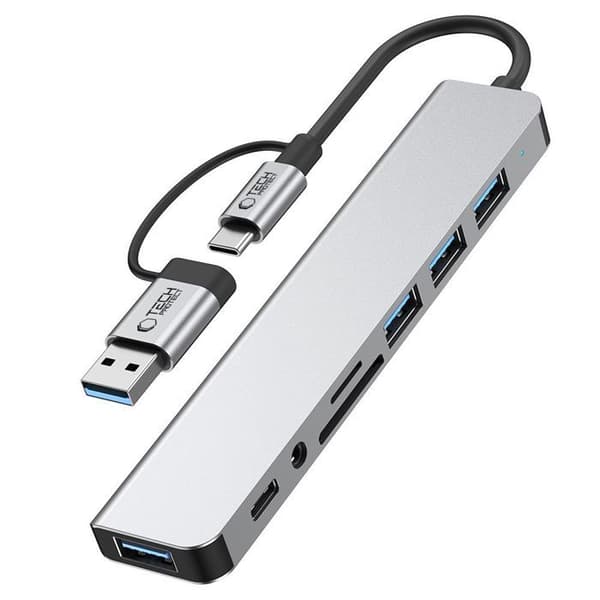 Adaptör Hub Tech-Protect 8 I 1 Typ-C För Bärbar Dator Windows Usb 3.0