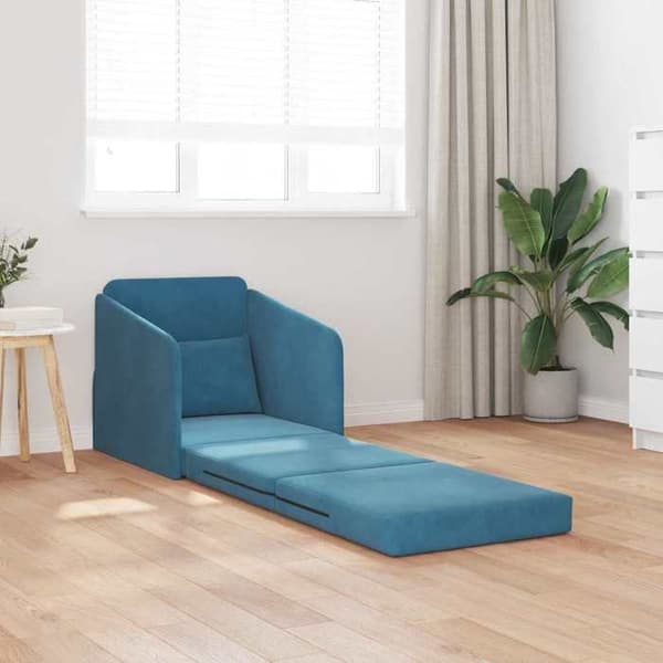 Soffa-säng 2 i 1 Blå 65x80x83 cm Sammet