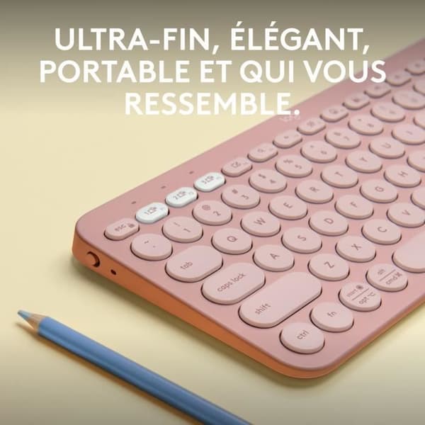 Tangentbord - Trådlöst - Logitech - Pebble Keys 2 K380s - Lättbyteknapp - Rosa