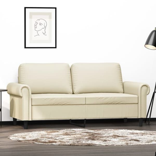vidaXL 2-sits soffkräm 140 cm konstläder 359505