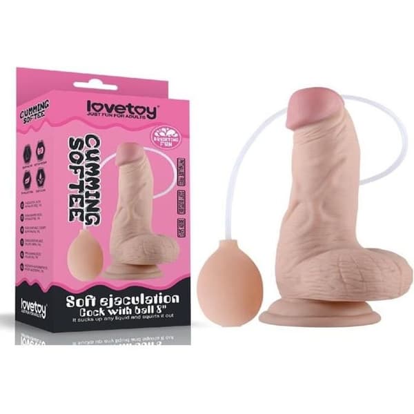 Gynade - LOVETOY - 19 cm - Sugkop - Testiklar - Simulerad ejakulation