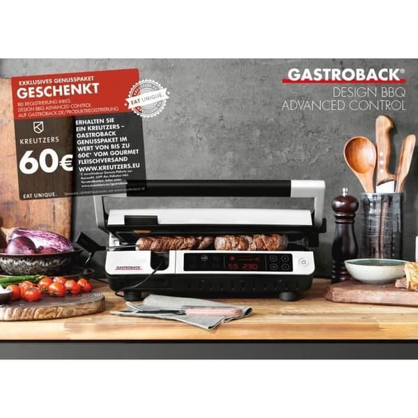 Grill - Gastroback - 42539 - Rostfritt stål - Silver-svart - För placering