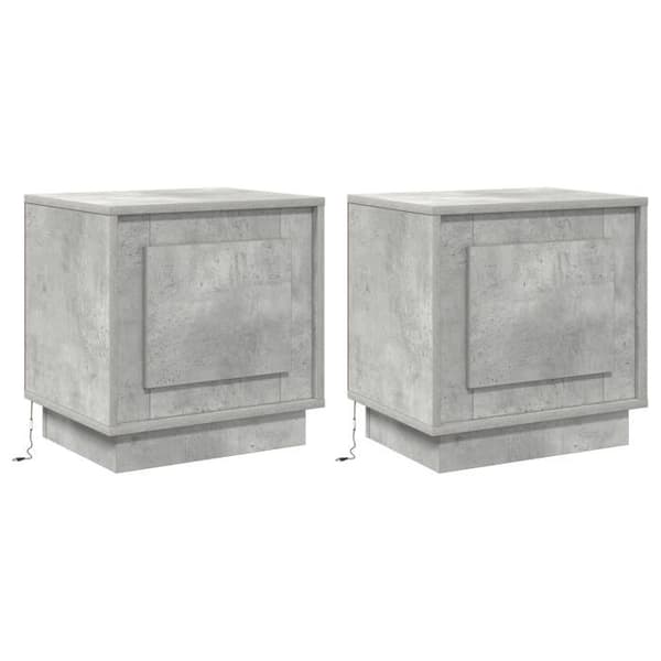 Sängbord - 2 st - Betonggrå - 1 låda - Moderna design - LED