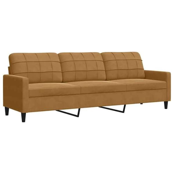 vidaXL Soffa 3-sits Brun 210 cm Sammet 4007651