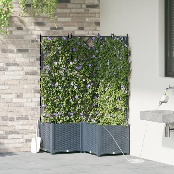 Jardiniärer med vattensystem 3 st Ljusgrå