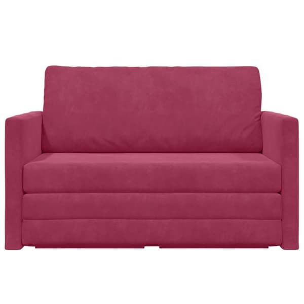 Sängsoffa 2 i 1 Röd Vin 124x204x61 cm Sammet