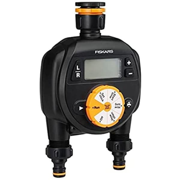 Vattningsprogrammerare - Fiskars - 1054792 - 2 utgångar - LCD-skärm - Svängbar koppling