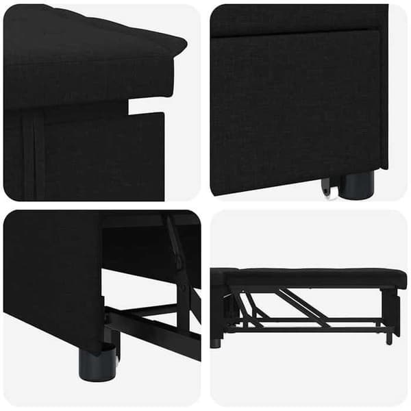 Sängsoffa Svart 194 x 67 x 37 cm tyg