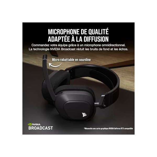 Gamingheadset - CORSAIR - HS80 MAX - Trådlös 2,4 GHz - Bluetooth - Dolby Atmos