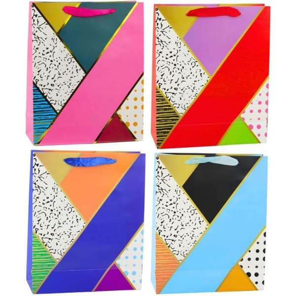 Presentpåse Lean Papperspåse med geometriska mönster 32 x 26 x 12 cm
