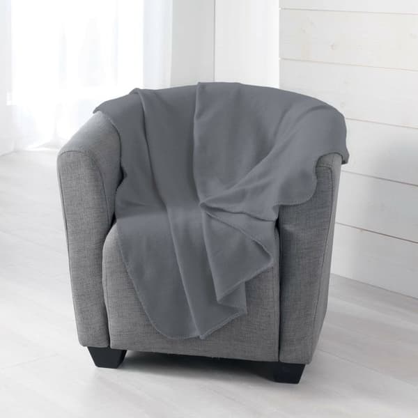 Plaid 125 x 150 cm – Polarfleece Uni MILOU – Antracit – Finition Point Cavalier