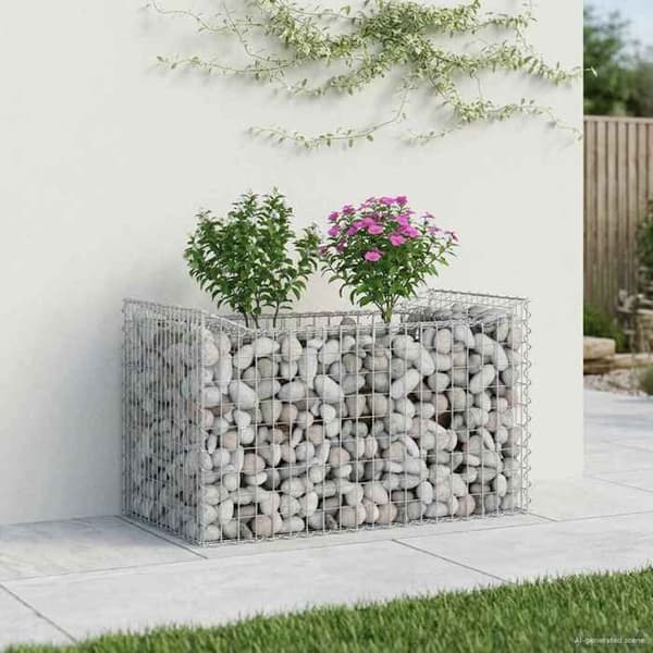 vidaXL Hög säng gabion Silver 42033296