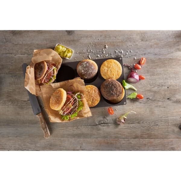 LURCH Set med 6 hamburgerformar - 33 x 22 cm - Brun