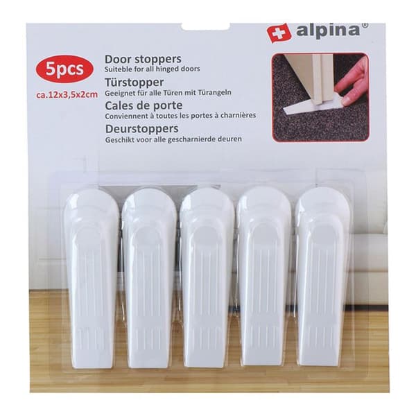 Dörrstopp - ALPINA - 5 st - Vit - Minimalistisk design - Lätt att montera