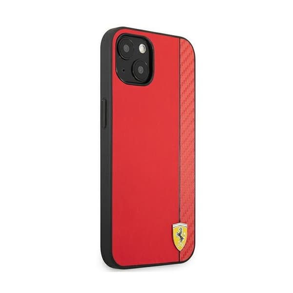 Coque - FERRARI - iPhone 13 mini - On Track Carbon Stripe - Röd - Hård polykarbonat