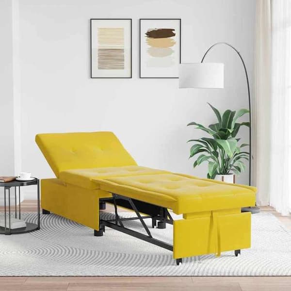 vidaXL Sängsoffa Gul 194 x 67 x 82 cm Sammet 42008601