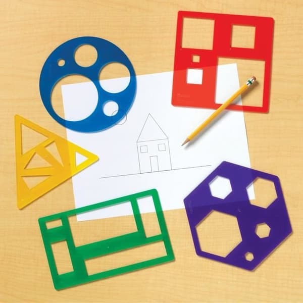 Stencil Kit - Lärmedel - LER5440 - 5 schabloner - Plast - För barn