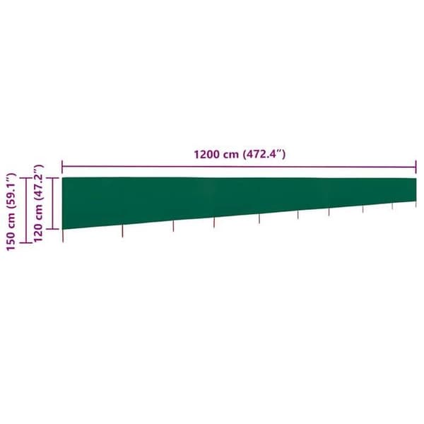 vidaXL 9 Panel Rumsavdelare Tyg 1200 x 120 cm Grön