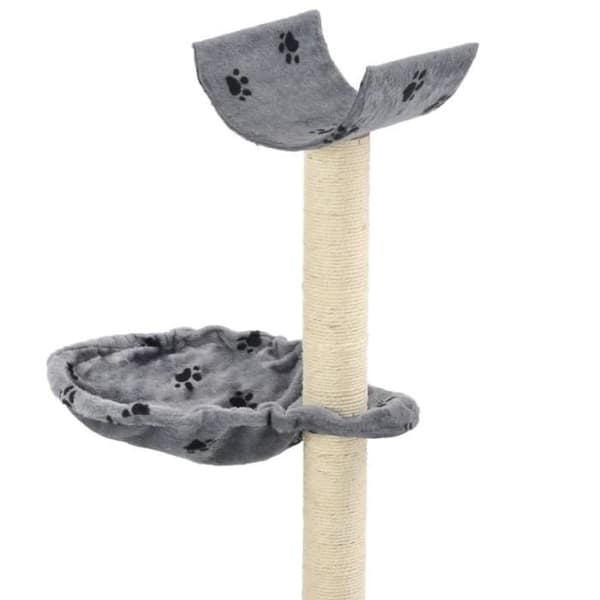 vidaXL Cat Tree and Scratching Post Sisal 105 cm Paw Prints Grå