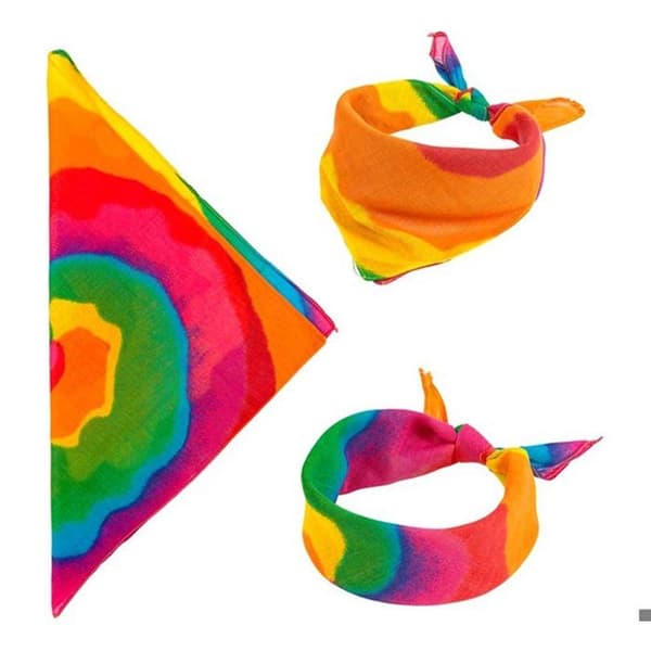 Multifärgad hippie tie-dye sjal 55x55 cm