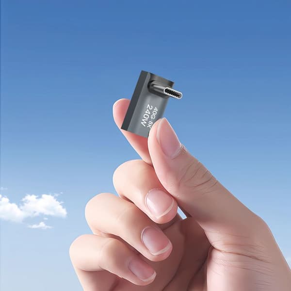 USB-C-adapter 40 Gbit/s 240 W 8K OTG vinklad - Grå