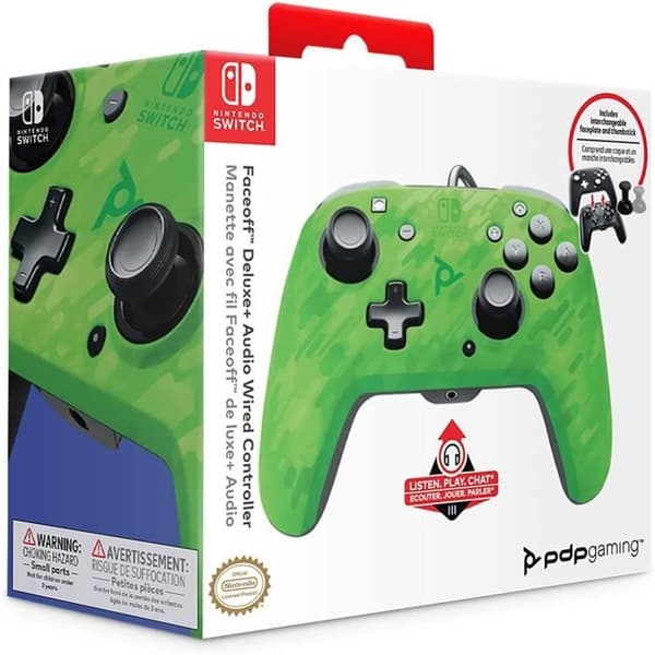 Spelkontroll - PDP - Faceoff Camo - Trådbunden - Nintendo Switch - Integrerad ljud