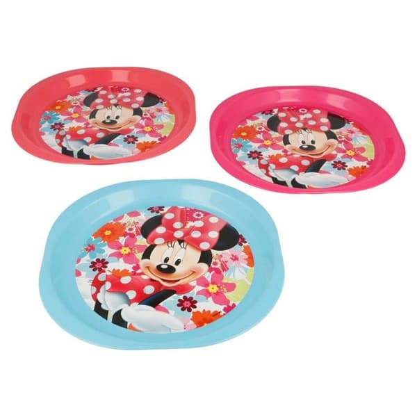 Picknicktallrikar - Minnie Mouse - Set om 3 - Rosa - Plast - Diskmaskinssäker