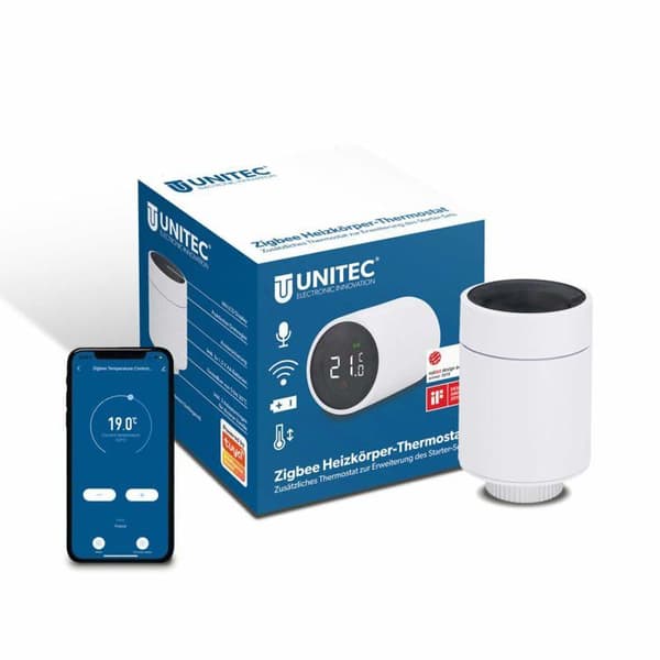 UNITEC 30946 - Smart Zigbee-radiatortermostat, LCD-skärm, Alexa & Google
