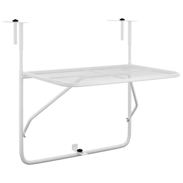 vidaXL Balkongbord Vit 60x40 cm Stål