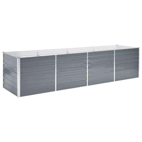 vidaXL Upphöjd trädgårdssäng Galvaniserat stål 320x80x77 cm Grå