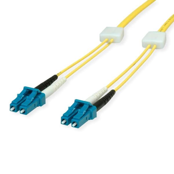 Fiberoptisk patchkabel duplex - EasyLan - 9/125µm OS2 - LC/LC - Gul - 7,5 m - LED-display - Halogenfri hölje