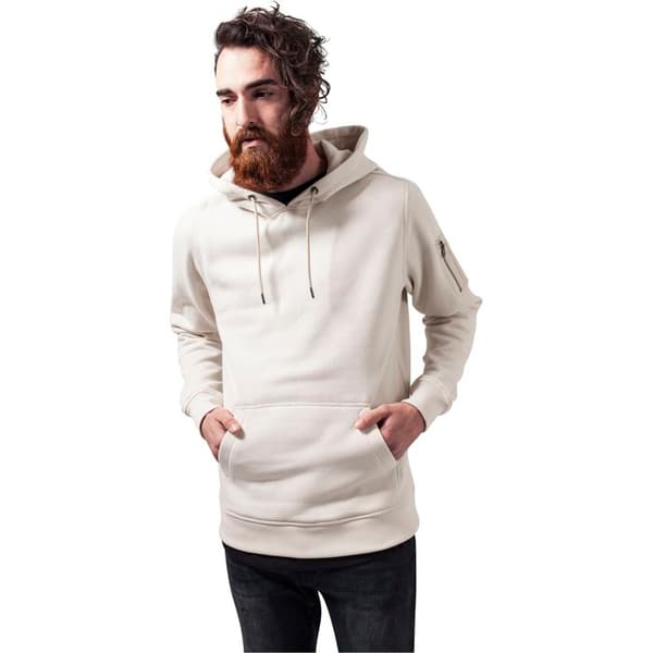 Sweatshirt - URBAN CLASSICS - Bomber - Beige - Långa ärmar - Känguruficka