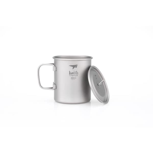 Keith Titanium Mugg med lock och hopfällbart handtag