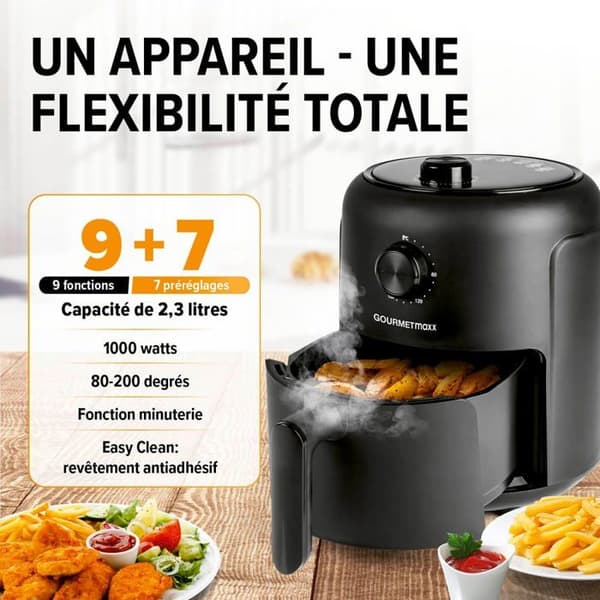 Luftfritös - GOURMETmaxx - 2,3 l - 1000 W - 8 funktioner