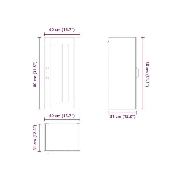 Modern köksskåp - vidaXL - Blank vit - 40x31x80 cm - Ingenjörsträ - Väggmonterad förvaring - Hållbar