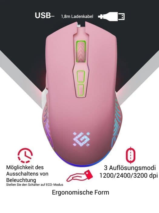 Gamingmus - DEFENDER - 52501 - Optisk 3200 DPI - Trådlös - 7 programmerbara knappar