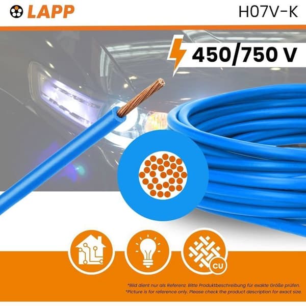Kabel Lapp 4520026 H07V-K 16,0 mm² Blå 10 meter