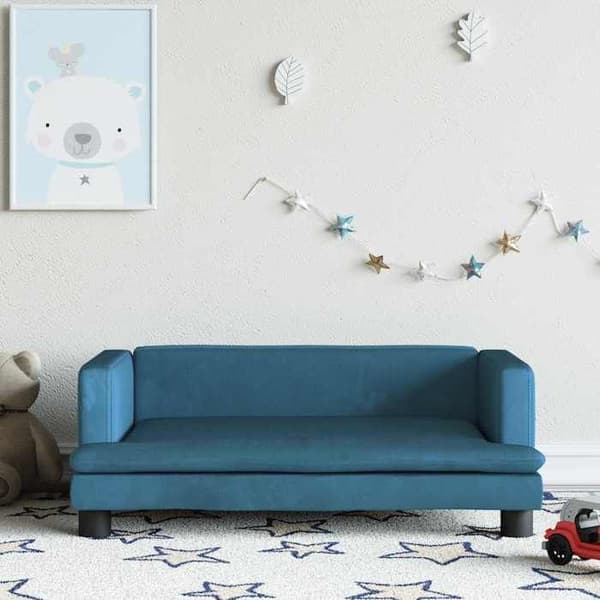 vidaXL Soffa för barn blå 80x45x30 cm sammet 3196305