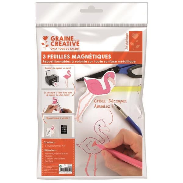 Skrivbar magnetisk ark - DTM - 3 ark A4 - Vit - Blandad