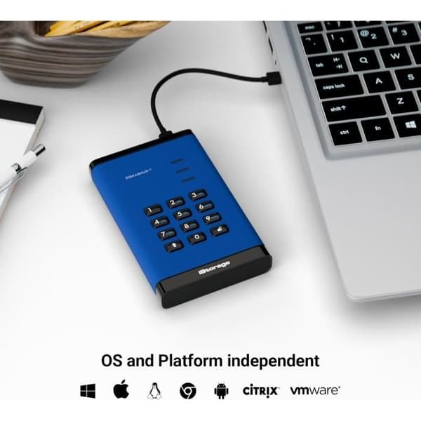 SSD-disk iStorage DiskAshur3 Blå 1 To