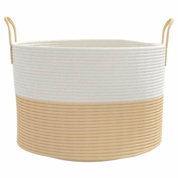 Beige och vit förvaringskorg Ø51x33 cm bomull
