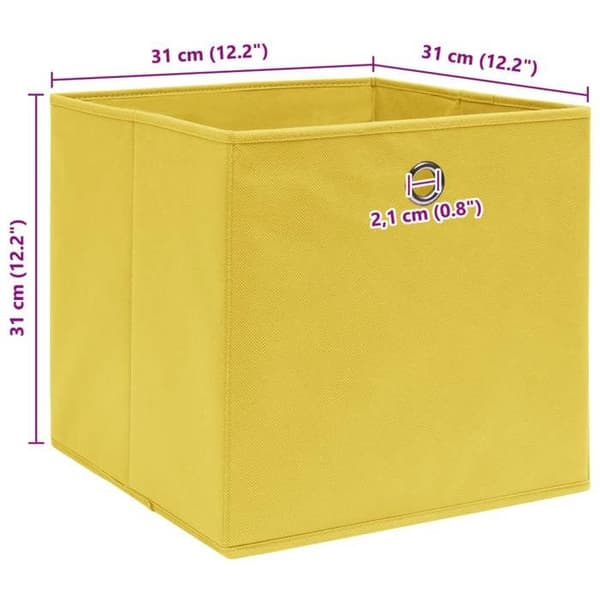 vidaXL Förvaringsboxar 4 st Gul 32x32x32 cm Tyg