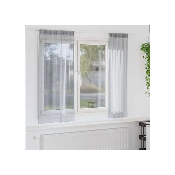 Gardiner i voile - vidaXL - Mörkgrå - Polyester - 175x140 cm - Set om 2 - Utvändig montering