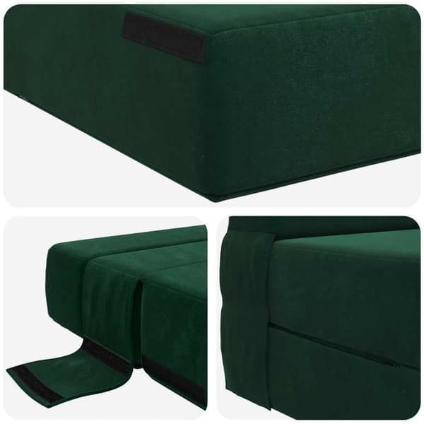 vidaXL Fällbar sängsoffa Mörkgrön 190 x 100 x 15 cm Sammet 900111