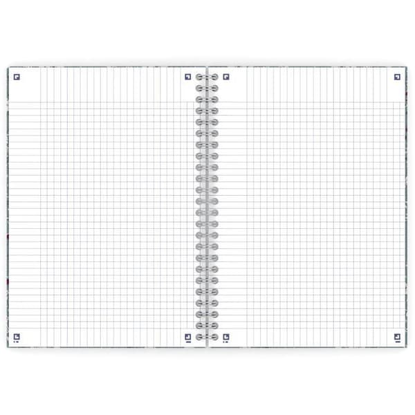 Cahier B5 - OXFORD - Blommig - 120 sidor - Små rutor - Rosa