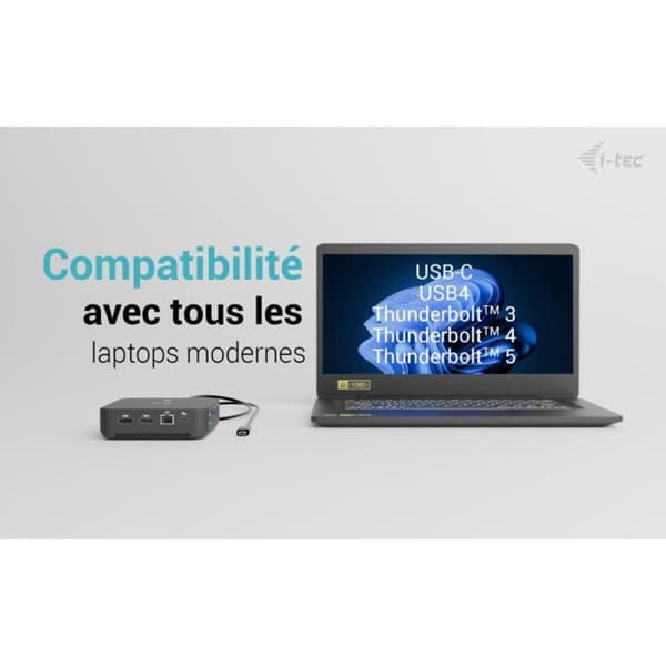 I-Tec Docking Station USB-C DP Dual HDMI 4K 100W med Universell Lader