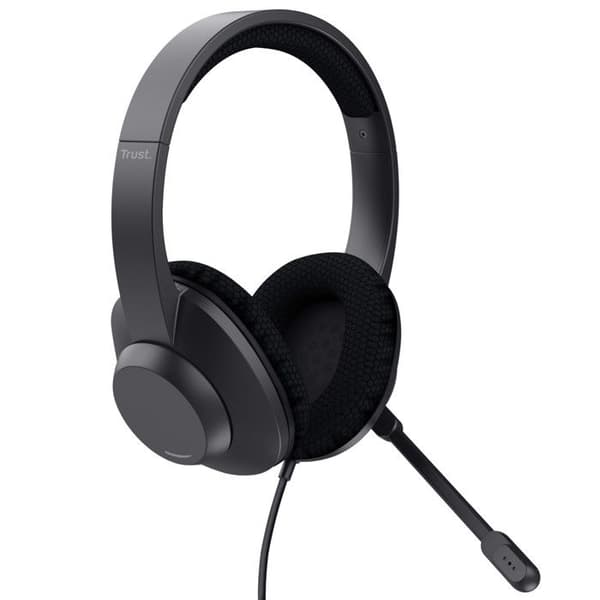 Trust Ayda Max Cuffie Over-Ear Nero med USB-C/USB-A för Musik och Samtal