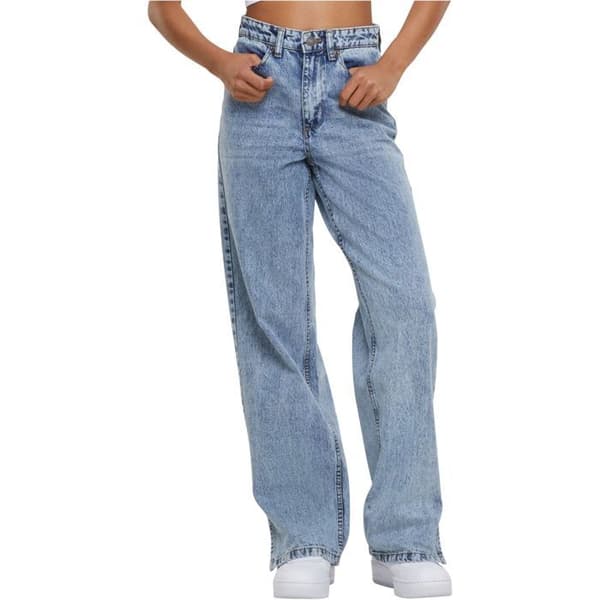 Urban Classics Damer - Vida Byxor med Slits i Denim