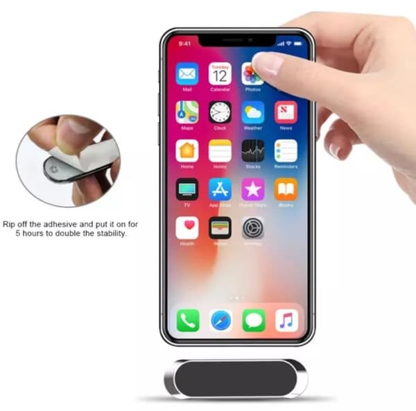 Round Magnetic Phone Car Holder Multi Direction Universal Silver